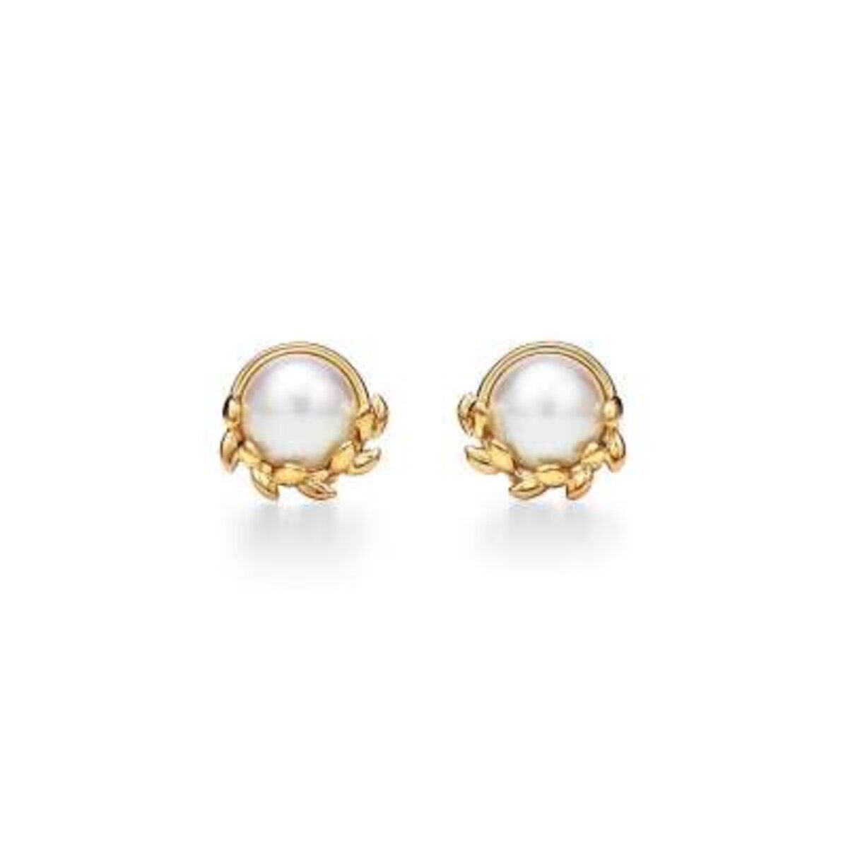 TIFFANY Paloma Picasso® Olive Leaf Stud Earrings in Yellow Gold with Pearls Profile Picture